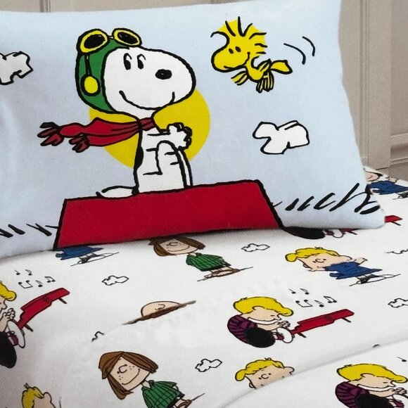 PEANUTS Snoopy Twin Size Sheet Set (Charlie Brown Lucy Linus and the gang) - Picture 2 of 7